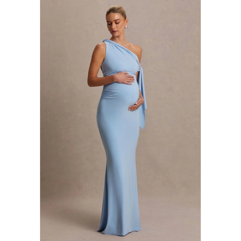 Club L London Pale Blue One-Shoulder Maxi Dress
